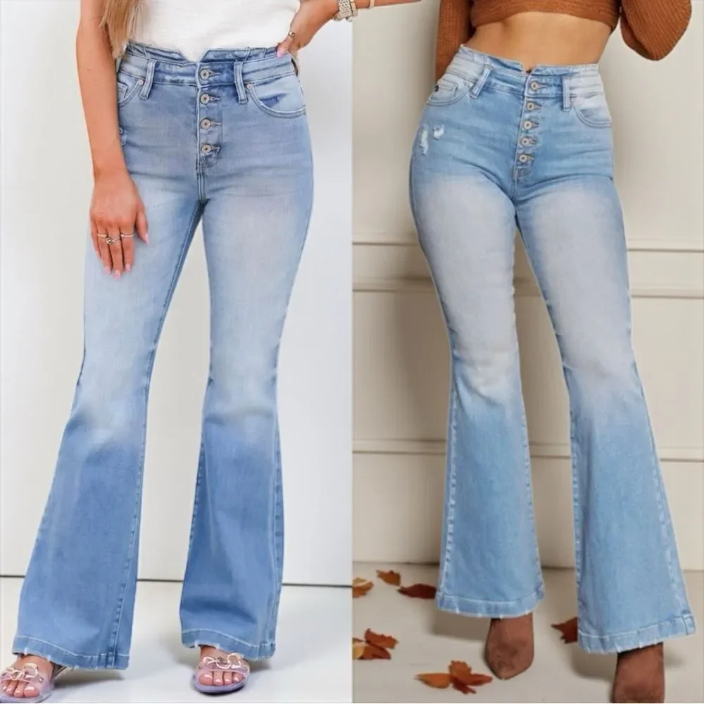 Kancan High Rise Curvy Fit Flare Light Wash Jeans NWT – NWT